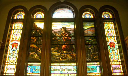 stained glass in Biemsderfer Center