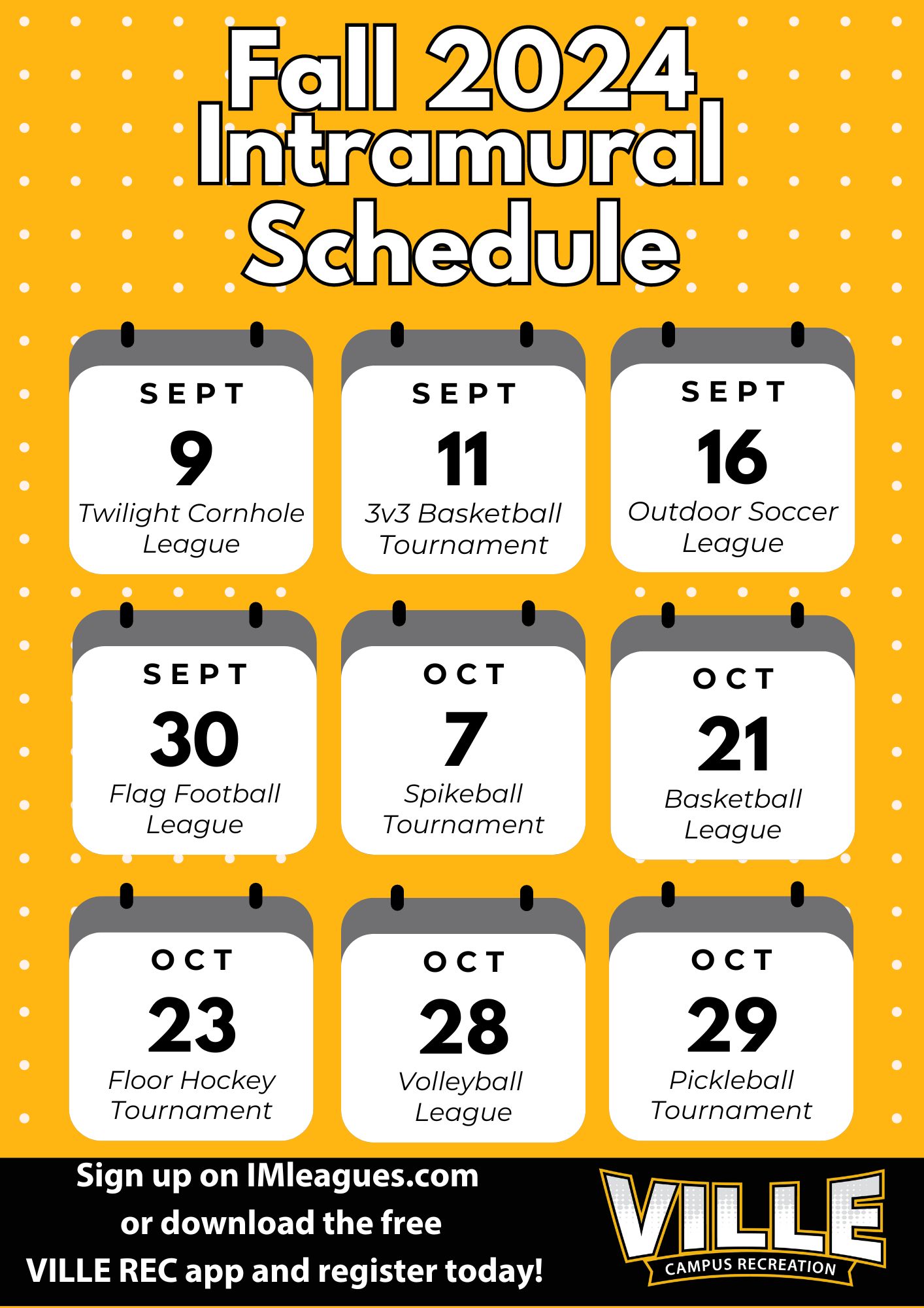 List of Fall 2024 events hosted by Campus Recreation